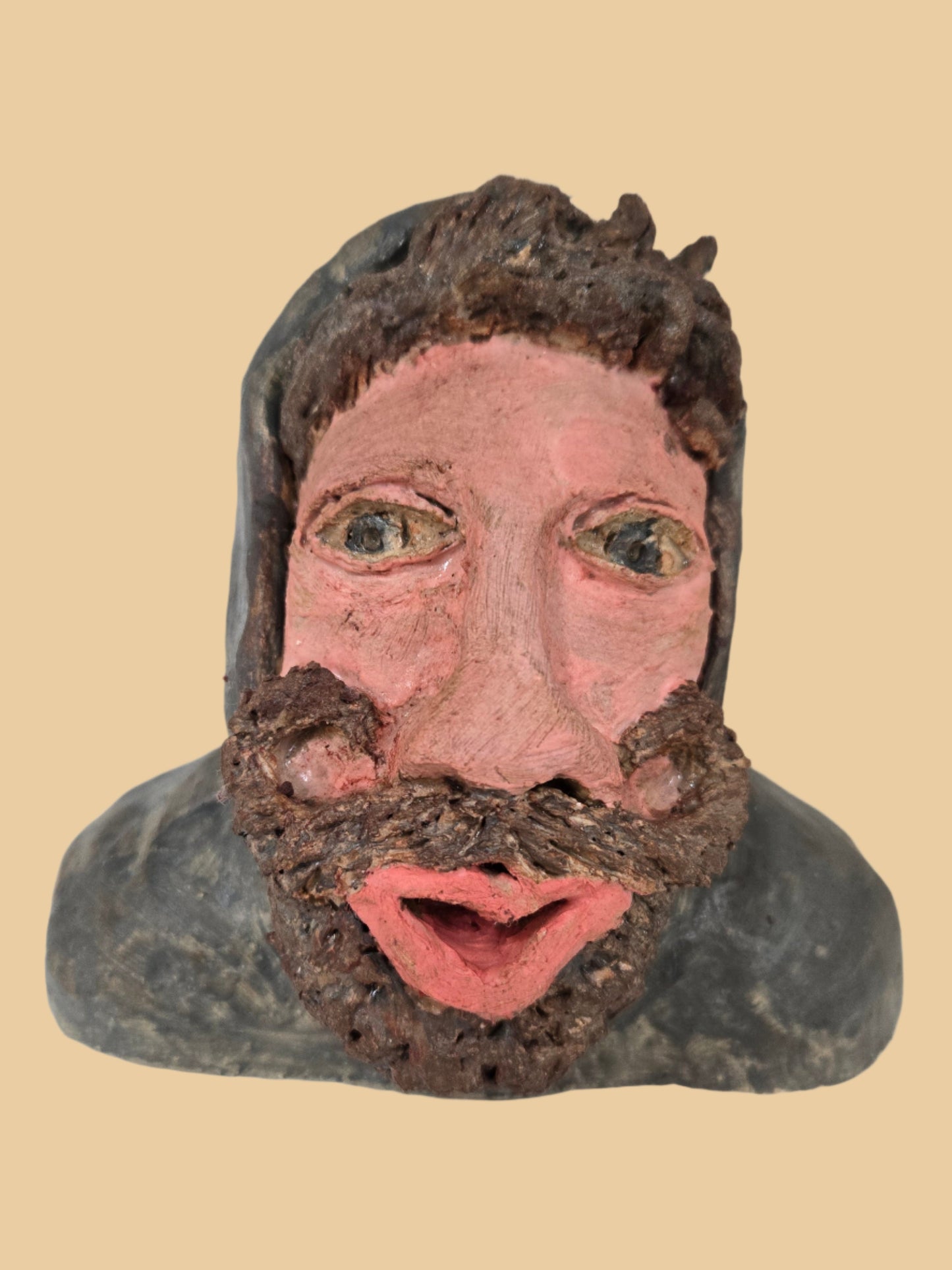 Man ceramics sculpture with hoody